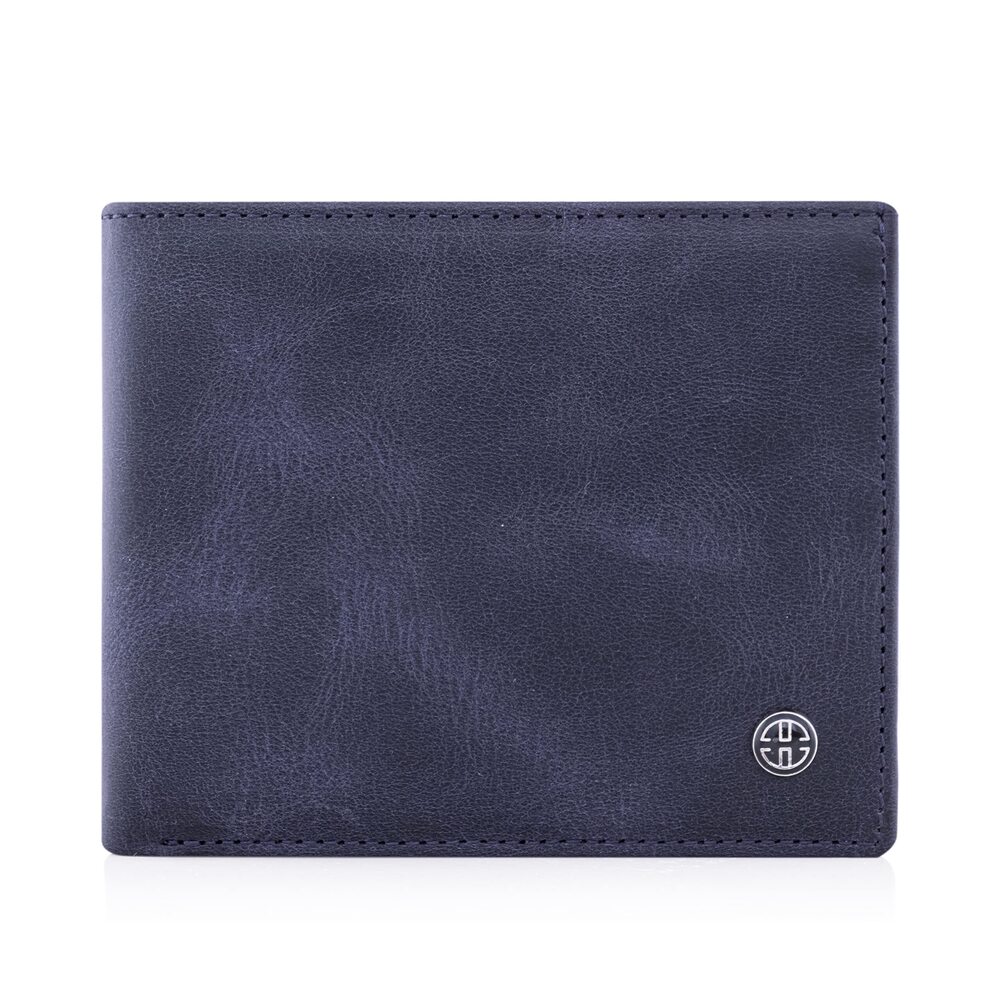 3668 Treviso Wallets Bifold Leather with Coin Pocket Rfid Blocking Navy